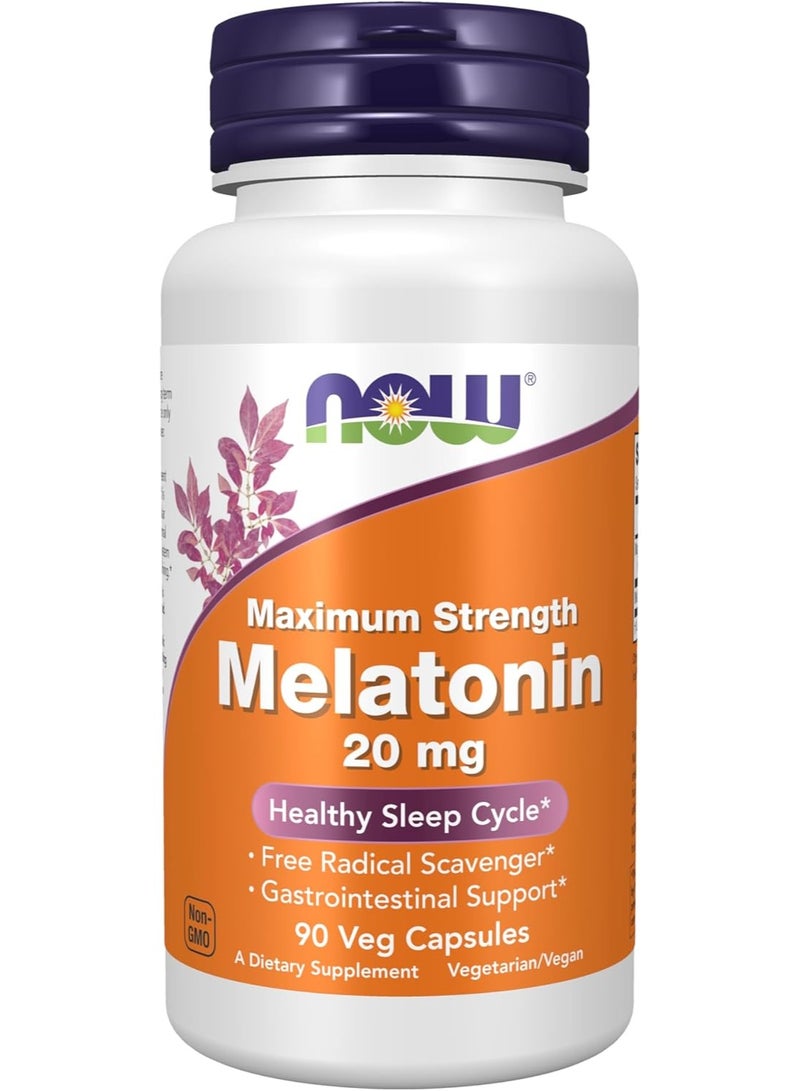 now Maximum Strength Melatonin 20 mg, 90 Veg Capsules - Image 1